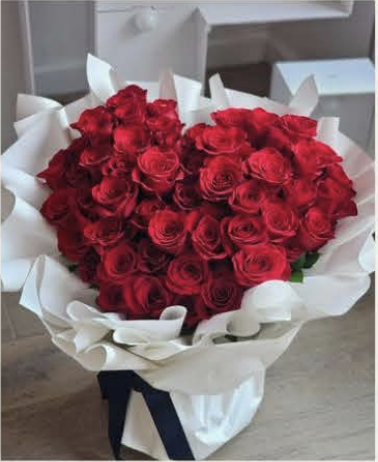 50 Roses Heart Arrangement